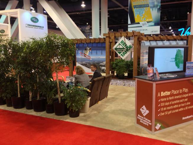 Reno-Tahoe International Airport brought a small forest to its trade show booth at World Routes 2013 on Oct. 7, 2013.